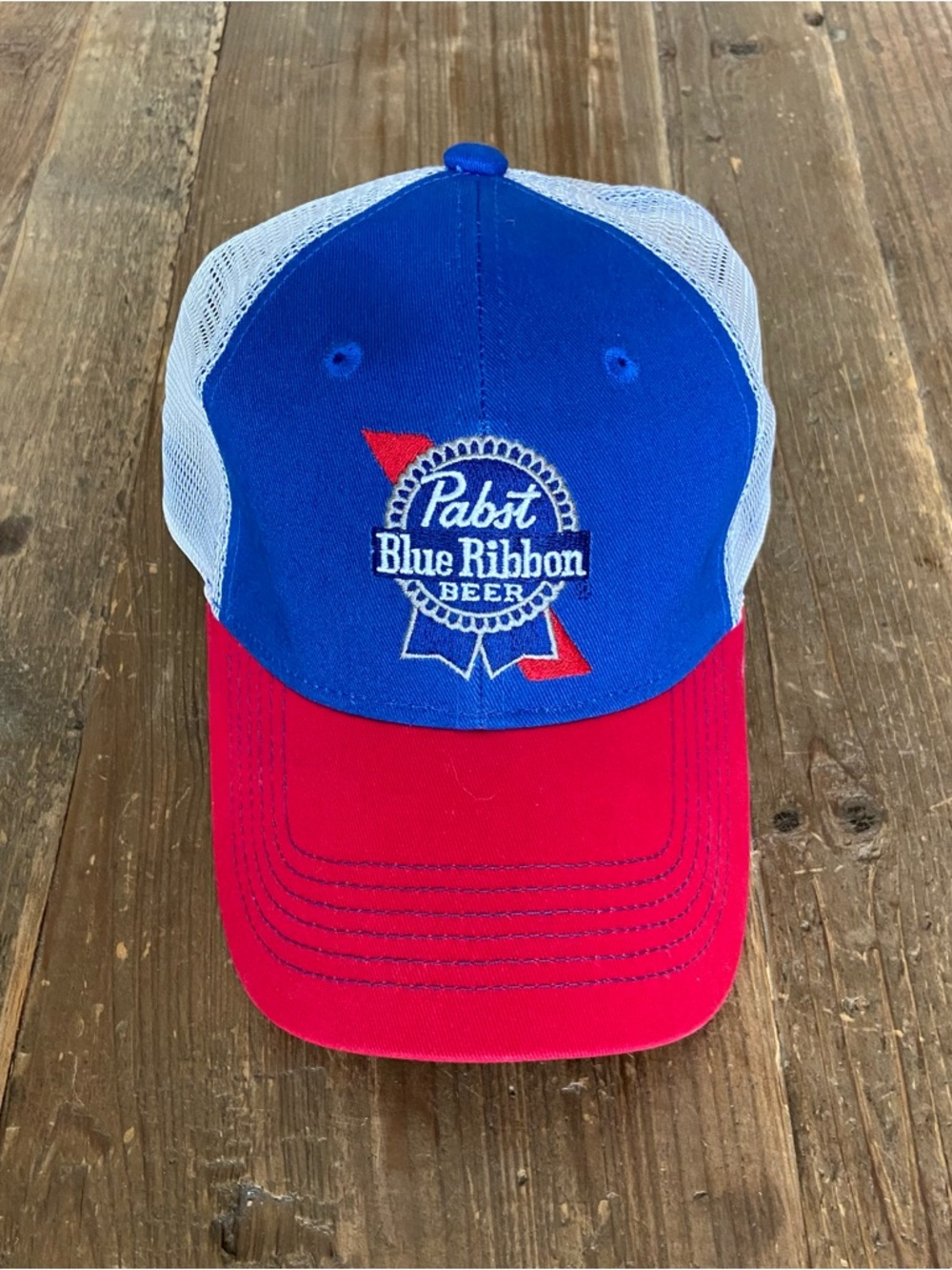 Pabst Blue Ribbon Beer Trucker Hat - Red White Blue American PBR Baseball Cap